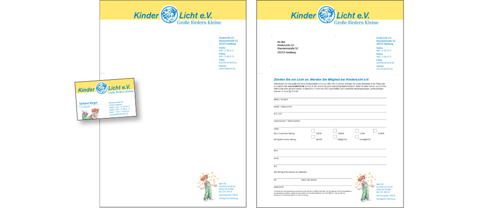 KinderLicht Briefpapier, Visitenkarten