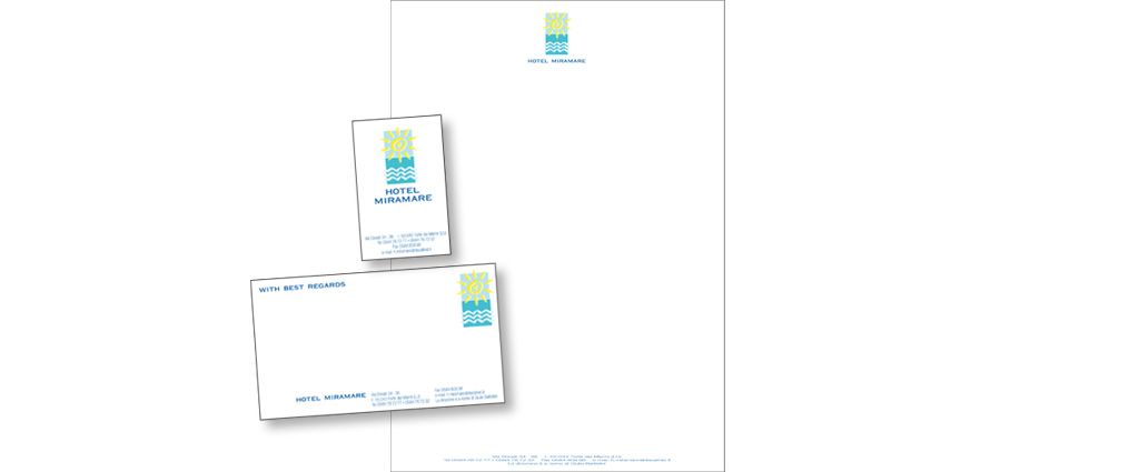 Hotel Miramare Briefpapier, Visitenkarten, with-compliment-card