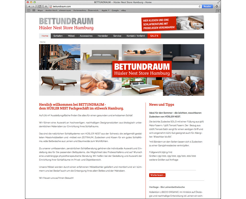 BETTUNDRAUM Webseite 1